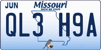MO license plate QL3H9A