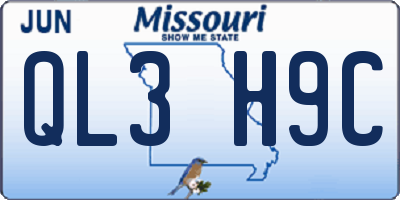 MO license plate QL3H9C