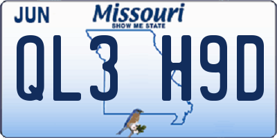MO license plate QL3H9D