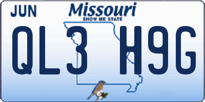 MO license plate QL3H9G