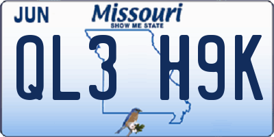 MO license plate QL3H9K