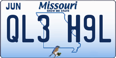 MO license plate QL3H9L