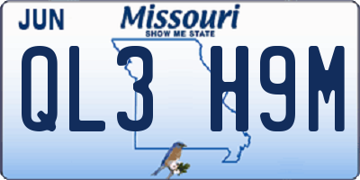 MO license plate QL3H9M