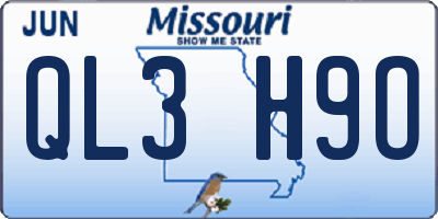 MO license plate QL3H9O