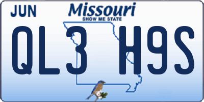 MO license plate QL3H9S