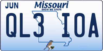 MO license plate QL3I0A