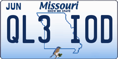 MO license plate QL3I0D