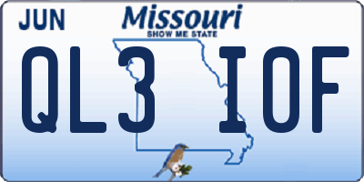 MO license plate QL3I0F