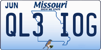MO license plate QL3I0G