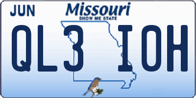 MO license plate QL3I0H