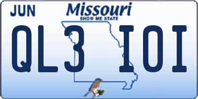 MO license plate QL3I0I