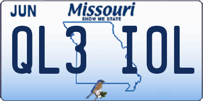 MO license plate QL3I0L