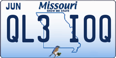 MO license plate QL3I0Q