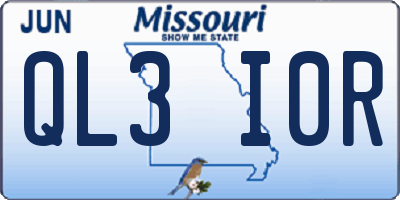 MO license plate QL3I0R