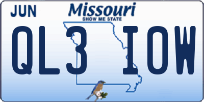MO license plate QL3I0W