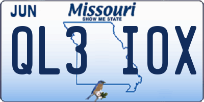 MO license plate QL3I0X