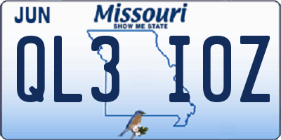 MO license plate QL3I0Z