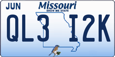 MO license plate QL3I2K