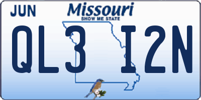 MO license plate QL3I2N