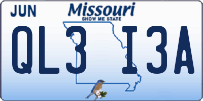 MO license plate QL3I3A