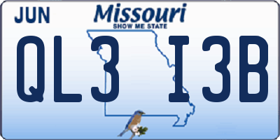 MO license plate QL3I3B