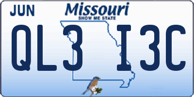 MO license plate QL3I3C