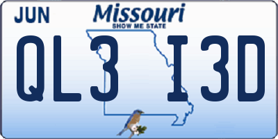 MO license plate QL3I3D