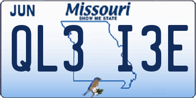 MO license plate QL3I3E