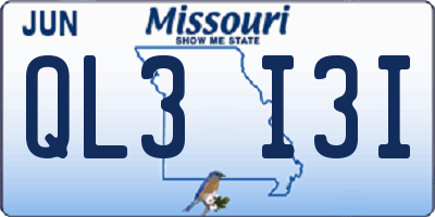 MO license plate QL3I3I