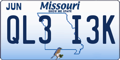 MO license plate QL3I3K