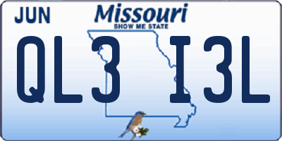 MO license plate QL3I3L