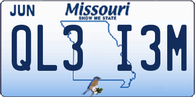 MO license plate QL3I3M