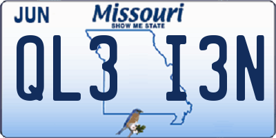 MO license plate QL3I3N