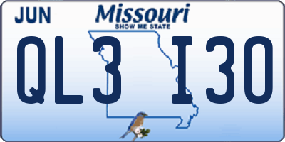 MO license plate QL3I3O