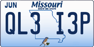 MO license plate QL3I3P