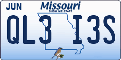 MO license plate QL3I3S