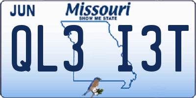 MO license plate QL3I3T