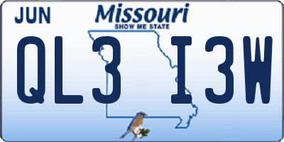 MO license plate QL3I3W