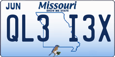 MO license plate QL3I3X