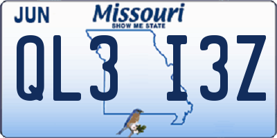 MO license plate QL3I3Z