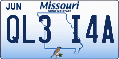 MO license plate QL3I4A