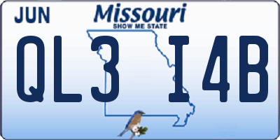 MO license plate QL3I4B