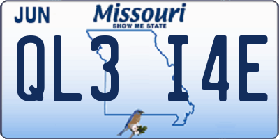 MO license plate QL3I4E