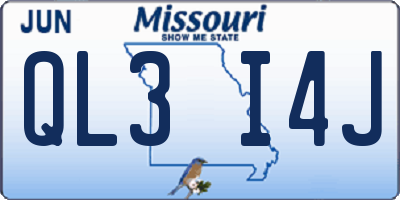 MO license plate QL3I4J