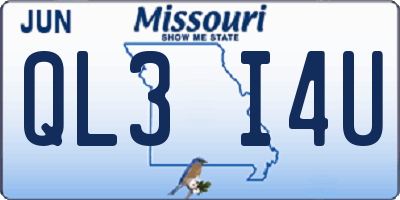 MO license plate QL3I4U