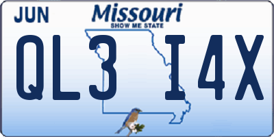 MO license plate QL3I4X