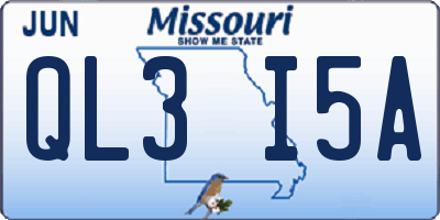 MO license plate QL3I5A