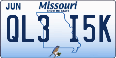 MO license plate QL3I5K