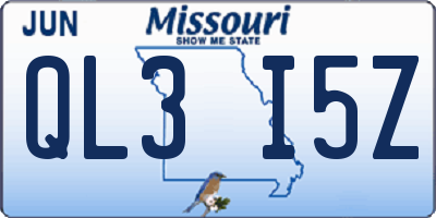 MO license plate QL3I5Z