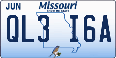 MO license plate QL3I6A